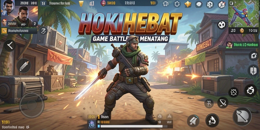 Screenshot HOKIHEBAT menampilkan aksi seru dalam pertarungan Battle Royale.