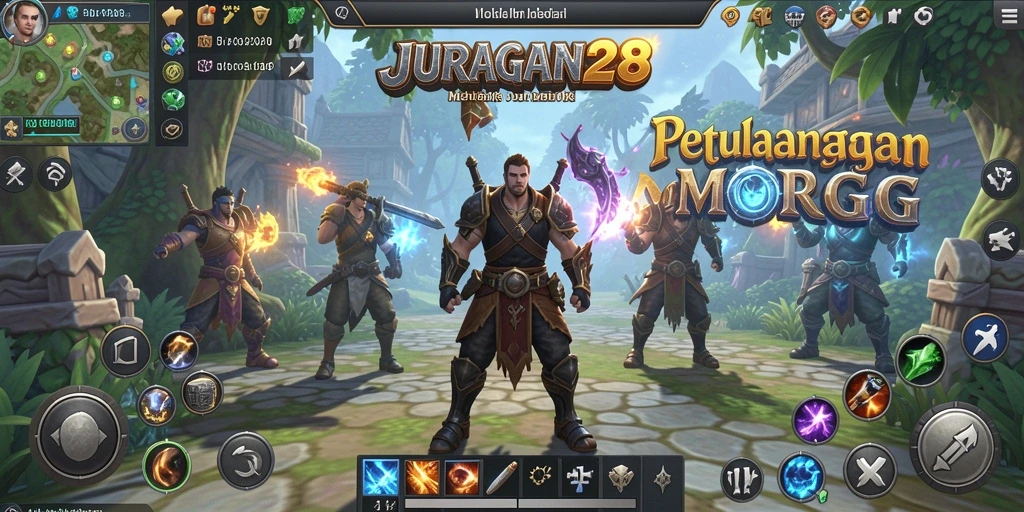Gameplay menarik di JURAGAN28 yang menunjukkan pertarungan epik dan interaksi sosial.
