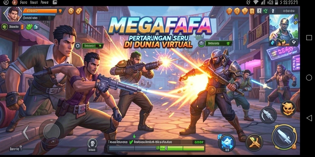 Tangkapan layar gameplay MEGAFAFA menampilkan aksi pertarungan yang mendebarkan.
