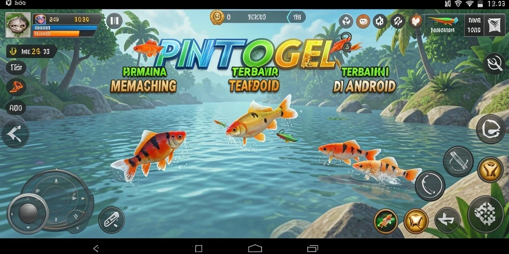 Screenshot gameplay PIONTOGEL menampilkan momen seru saat memancing.